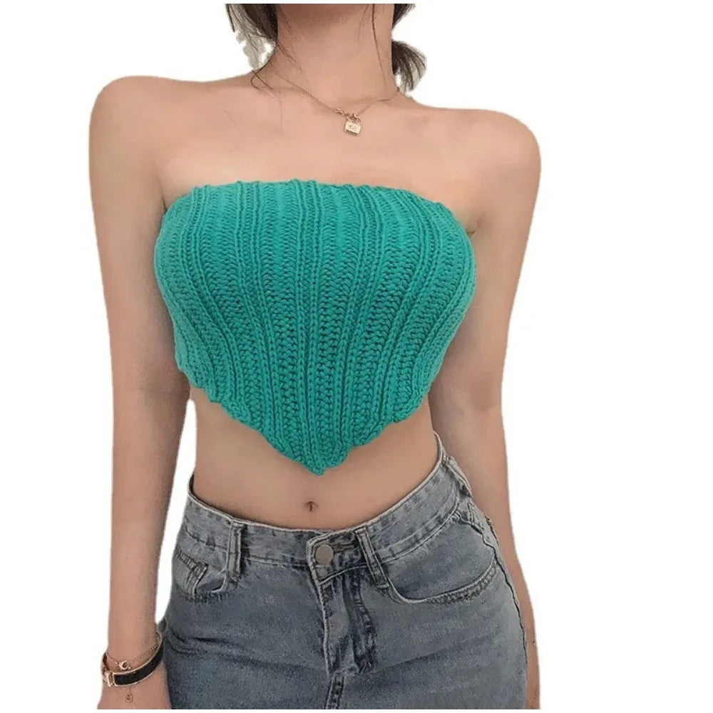 Knitted Sweater Cropped Tops