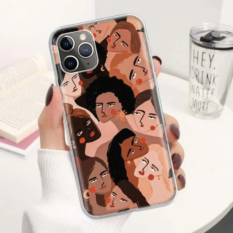 Abstract Line Women Face Coque Phone Case For iPhone 11 12 13 14 15 16 Pro Max 7 Plus 8 + X XR XS SE Apple Soft Fundas Cover 11