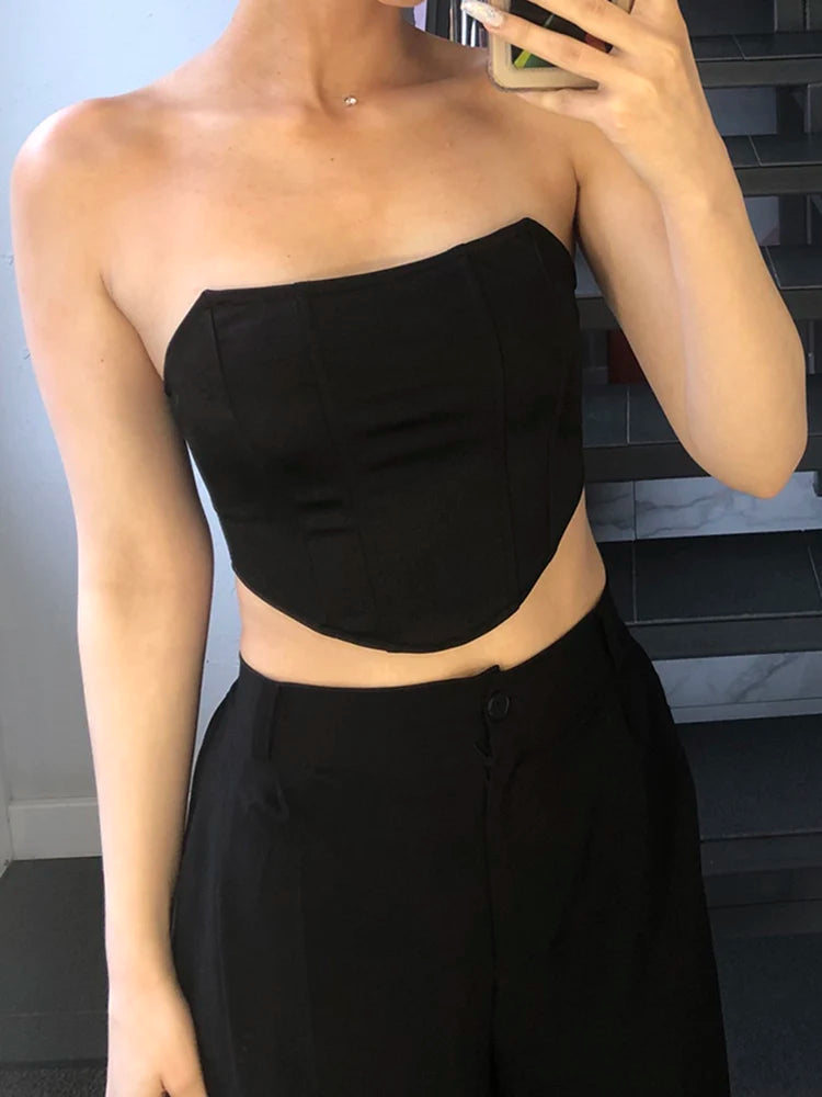 Sleeveless Off Shoulder Crop Tops Vest