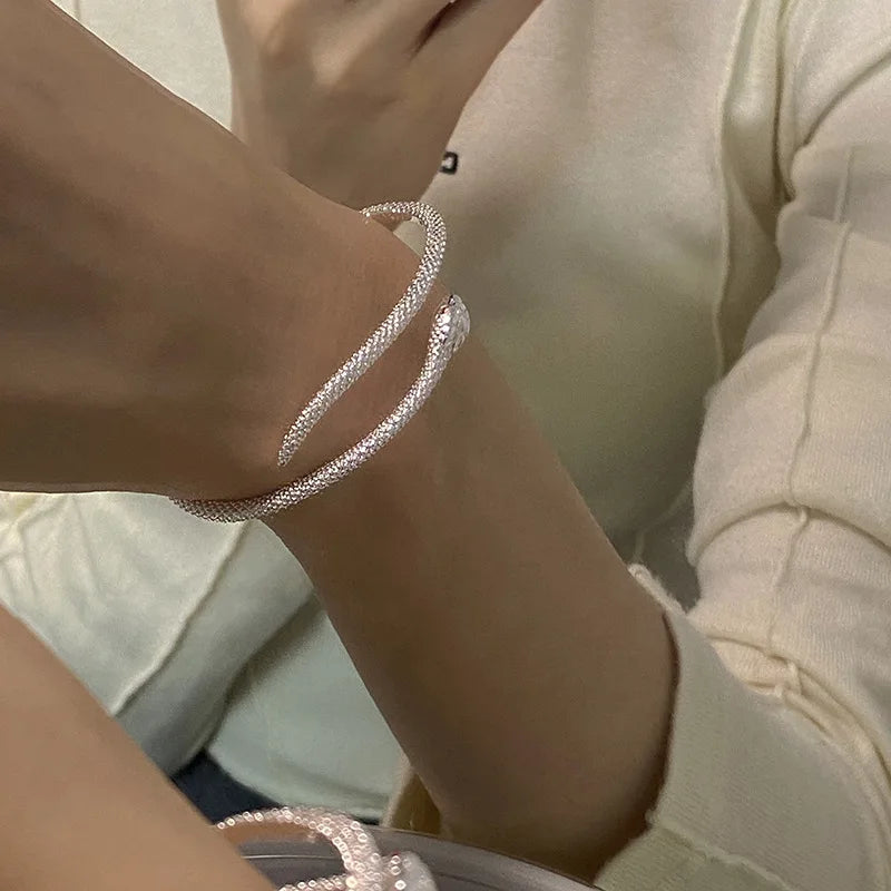 Silver Colour Snake Bracelet For Women